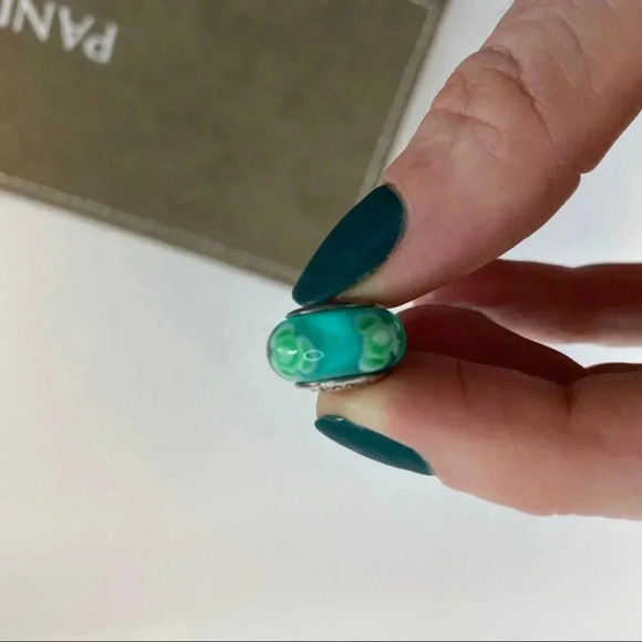 Pandora Jewelry Turquoise Flower Glass Charm - Picture 5 of 8